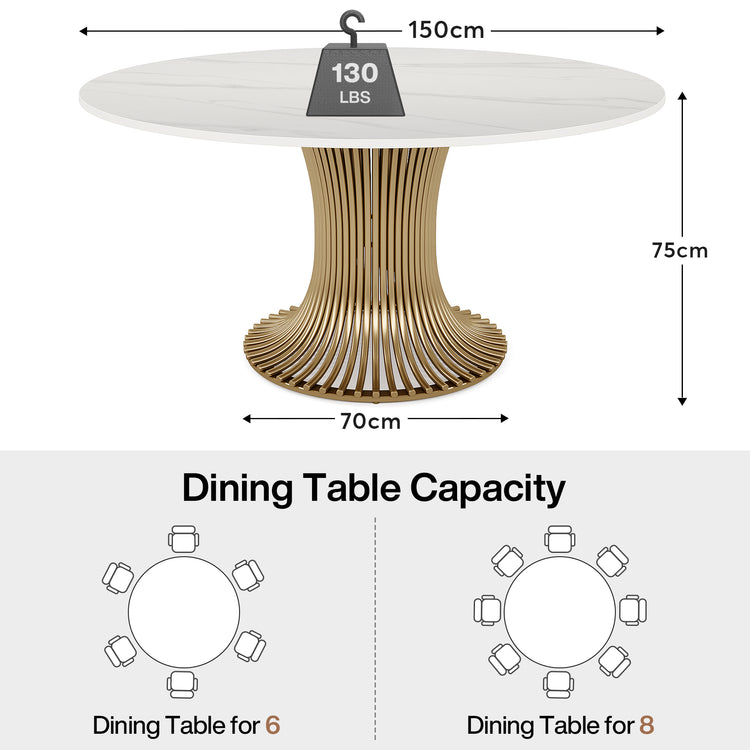 Gold Sintered Stone Round Dining Table