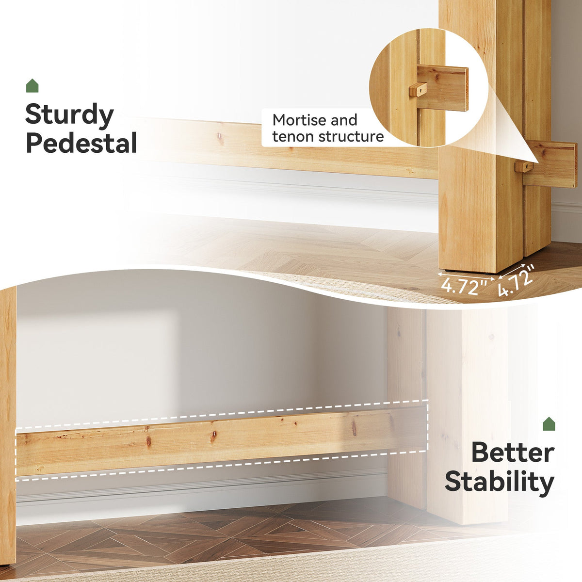 Solid Wood Console Table,63" Sofa  Entryway Table with Stable Leg