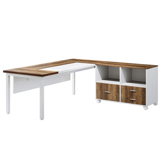 L-Shaped Desk with Cabinet