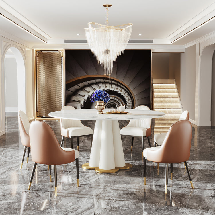 White Sintered Stone Round Dining Table