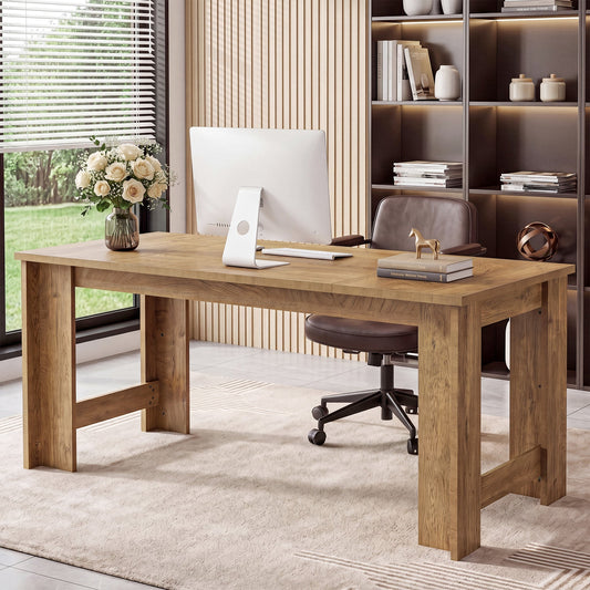 70.8" Long Executive Desk, Rectangular Office Computer Desk with Sturdy Panel Legs