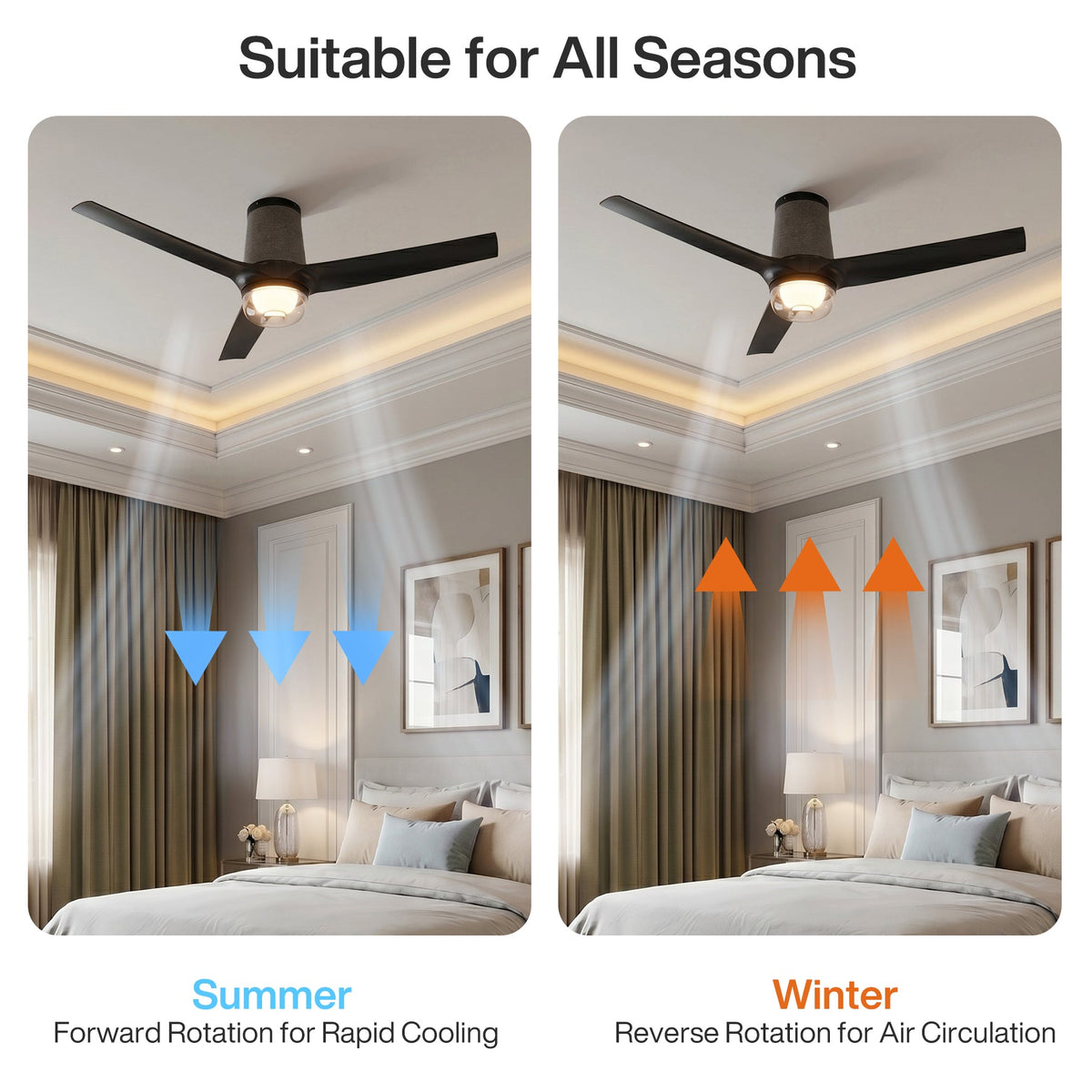 52" Ceiling Fan with RGB Light - 44 Dynamic Colors via App, Stepless Dimming 3CCT