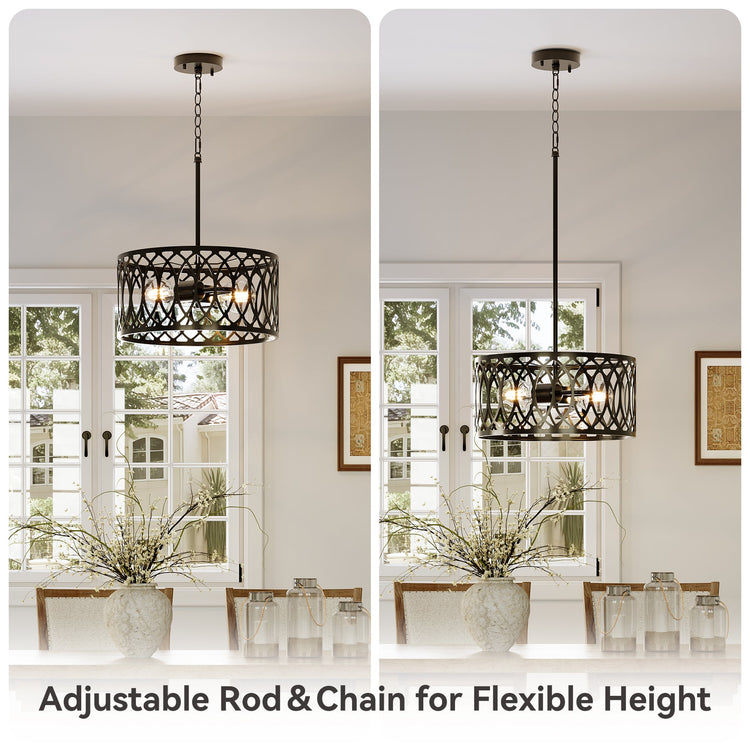 13" Pendant Lights, 2-Light Modern Chandelier with Adjustable Height