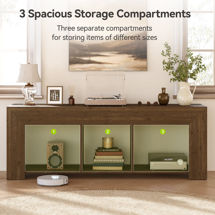 Solid Wood TV Stand, 63" Entertainment Center with Storage for 65" TV