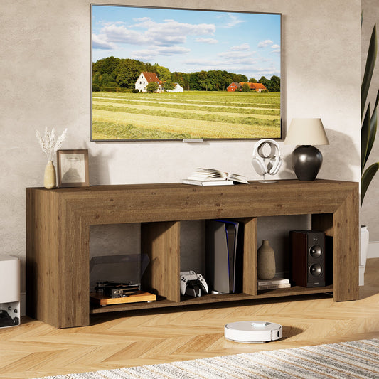 Solid Wood TV Stand, 63" Entertainment Center with Storage for 65" TV