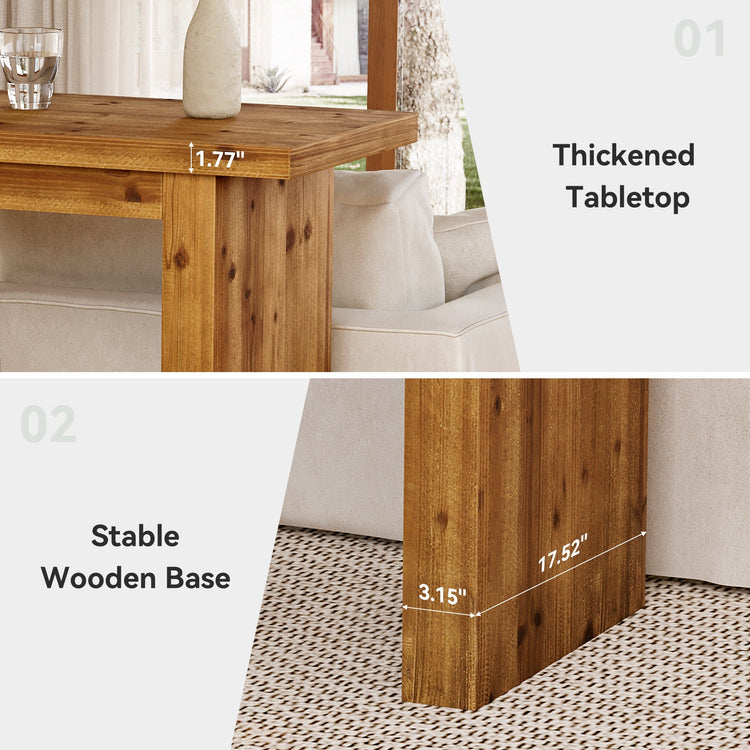 Solid Wood Bar Table, 63" Counter Height Pub Table with Sturdy Base