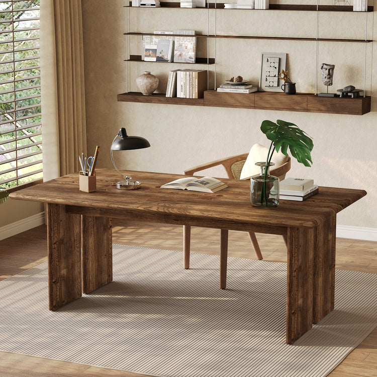 Solid Wood Executive Desk, 63" Computer Desk with Large Tabletop