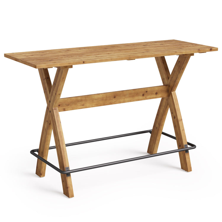 63" Bar Table, Solid Wood Counter Height Coffee Bar Cocktail Table