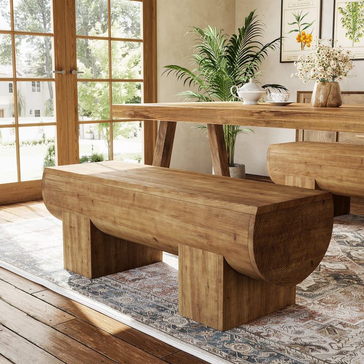 Solid Wood Dining Bench, 47" Farmhouse Kitchen Bench for Dining Room