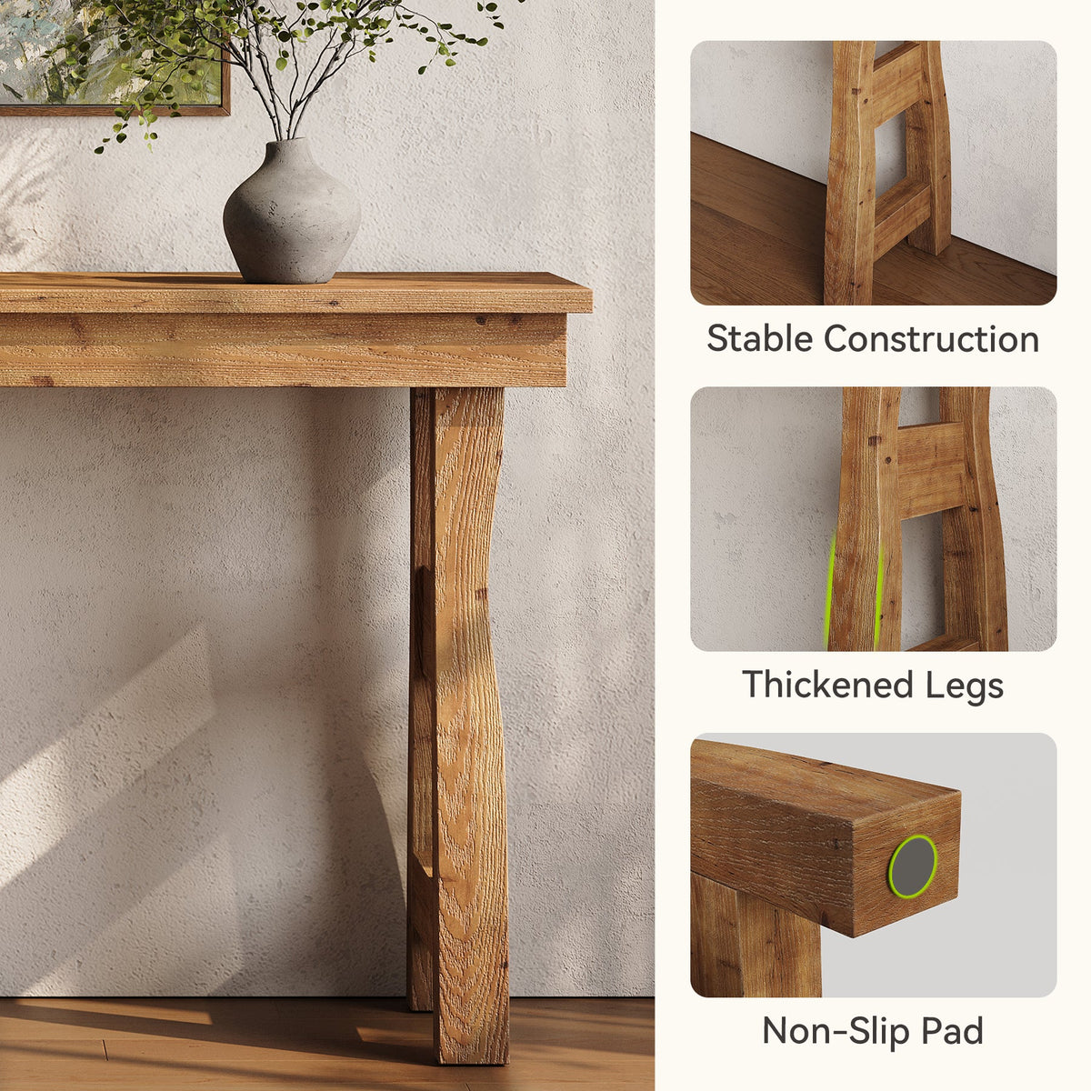 59" Solid Wood Console Table Sofa Table Behind The Couch