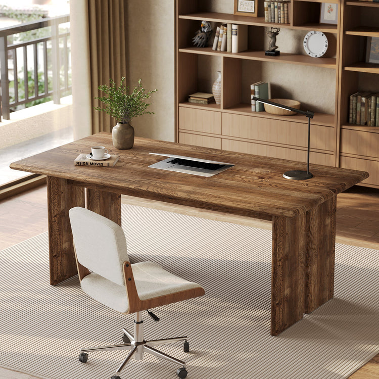 Solid Wood Executive Desk, 63" Computer Desk with Large Tabletop