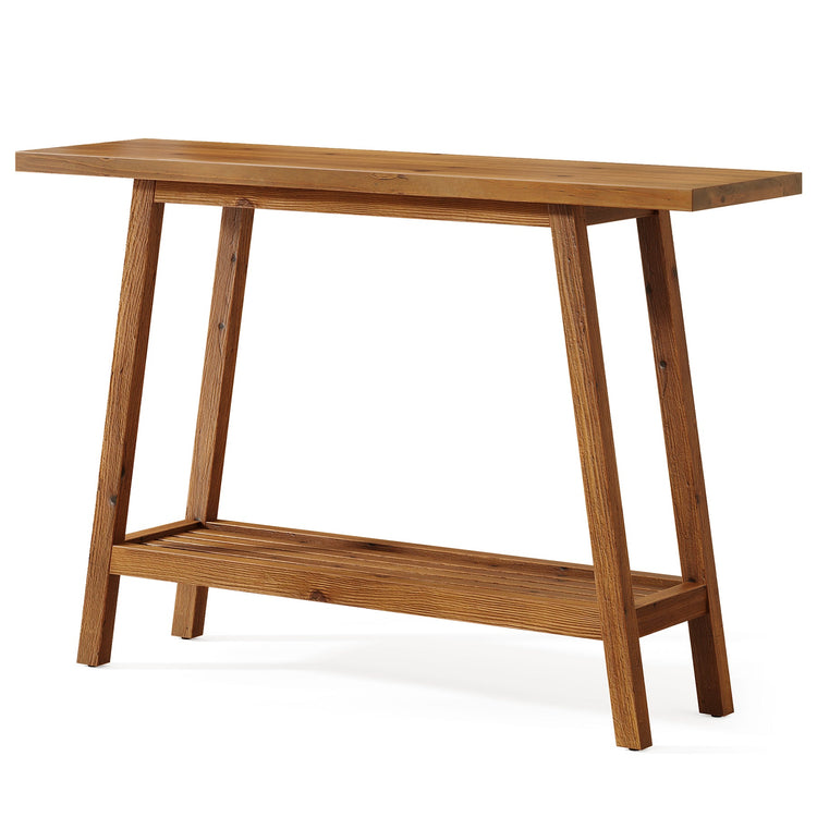 2-Tier Solid Wood Console Table, 41.3" Entryway Table with Storage Shelf