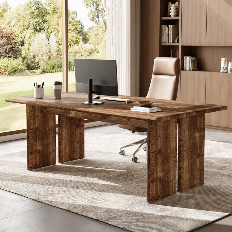 Solid Wood Executive Desk, 63" Computer Desk with Large Tabletop