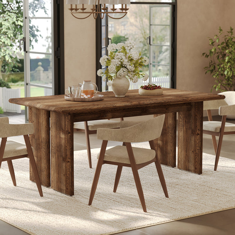 63" Solid Wood Dining Table, Rectangle Kitchen Table for 4-6 People