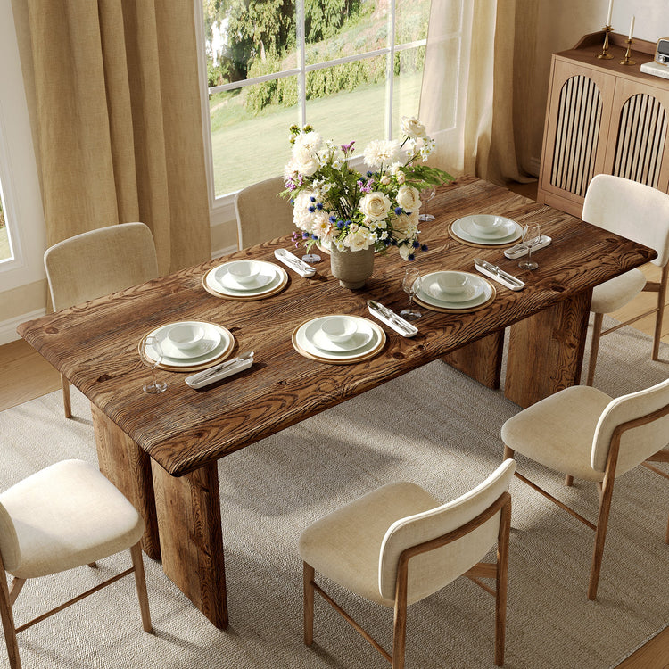 63" Solid Wood Dining Table, Rectangle Kitchen Table for 4-6 People