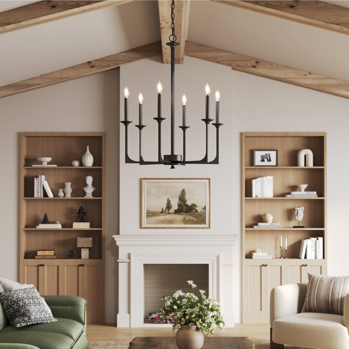 6-Light Chandeliers, 27" Pendant Light Fixtures Industrial Lighting