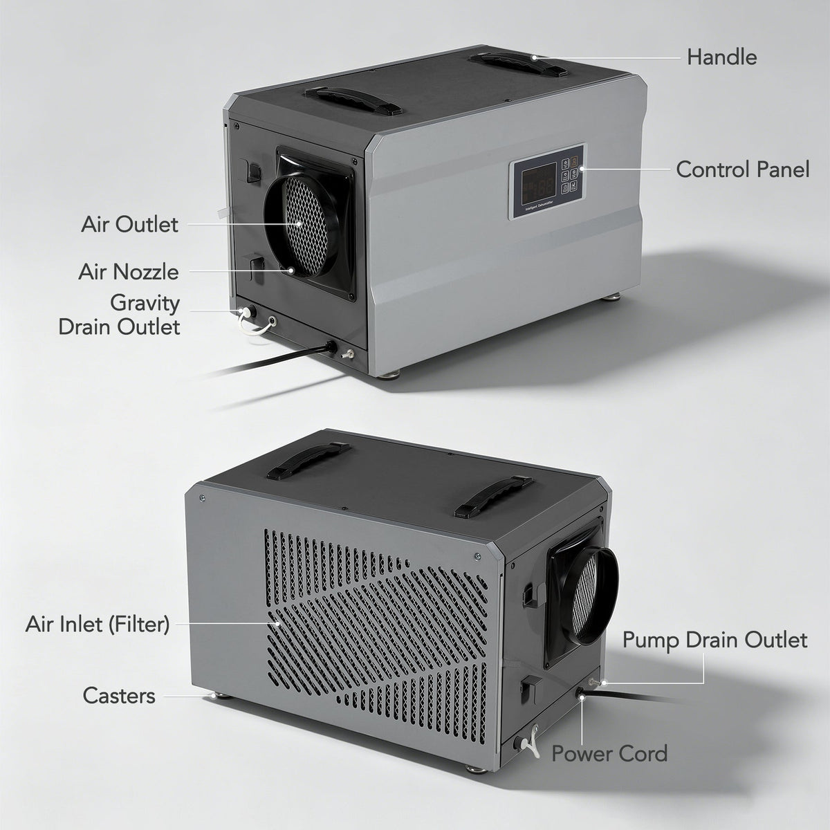 145 Pints Commercial Dehumidifier with Pump & Drain Hose for 1600 Sq. Ft, Auto Defrost, Washable Filter