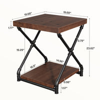 19.68" Solid Wood End Table, Sofa Side Table  with Storage Shelf for Living Room