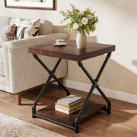 19.68" Solid Wood End Table, Sofa Side Table  with Storage Shelf for Living Room