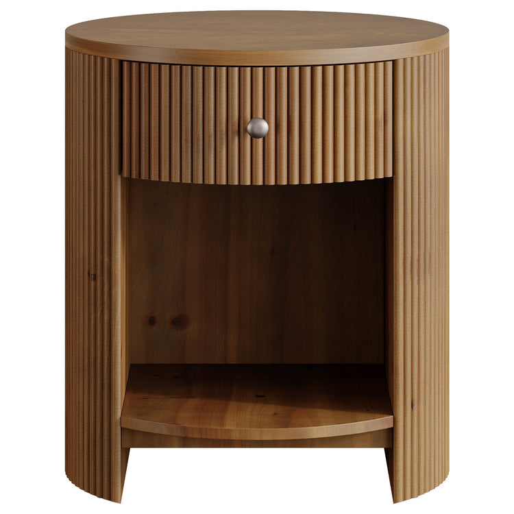 19.6" Side Table, Modern Fluted End Table Nightstand with Drawer