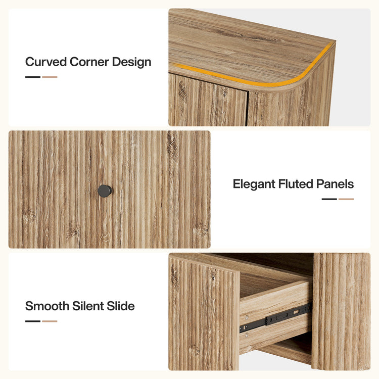 Floating TV Stand, 55" Wall Mounted Media Console with 2 Fluted Drawers