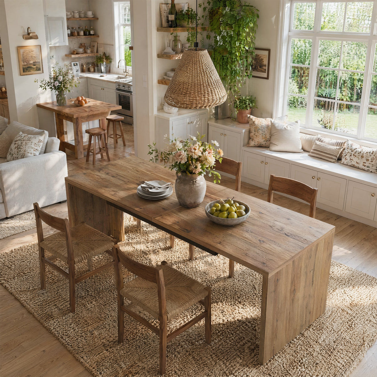 78"Solid Wood  Dining Table, Kitchen Table for 6-8 People for Dining Room