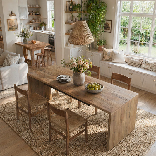 78"Solid Wood  Dining Table, Kitchen Table for 6-8 People for Dining Room