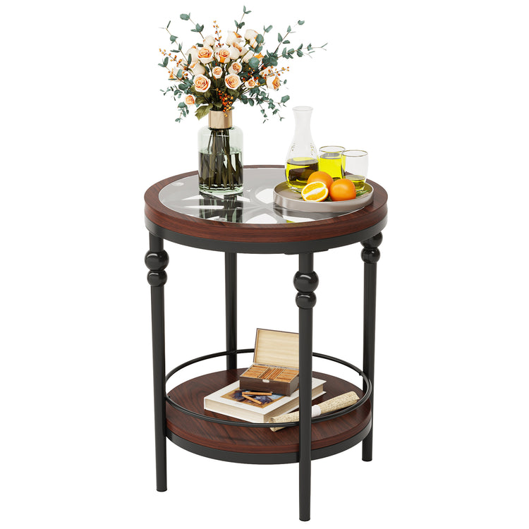 Glass 2-Tier Side Table