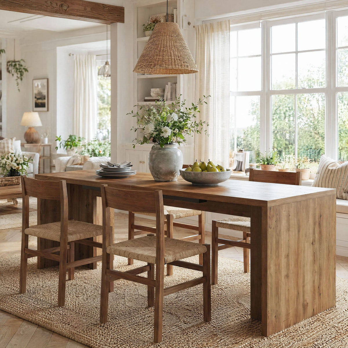 78"Solid Wood  Dining Table, Kitchen Table for 6-8 People for Dining Room