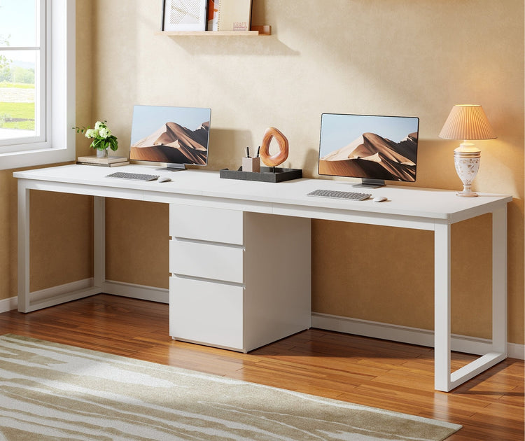 78.7" Two Person Desk, Modern Double Computer Office Desk with 3 Drawers