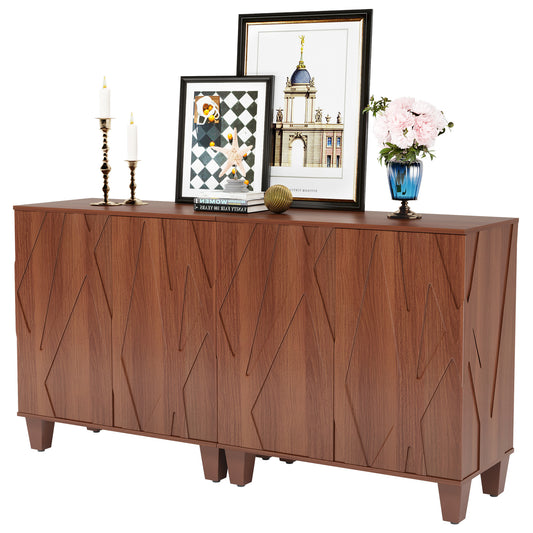 Credenza Cabinet with Solid Wood Legs