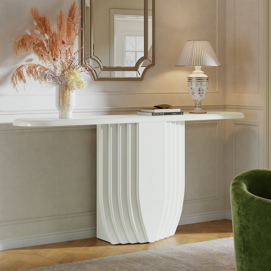 Modern Console Table, 63" Entryway Sofa Table with Geometric Base