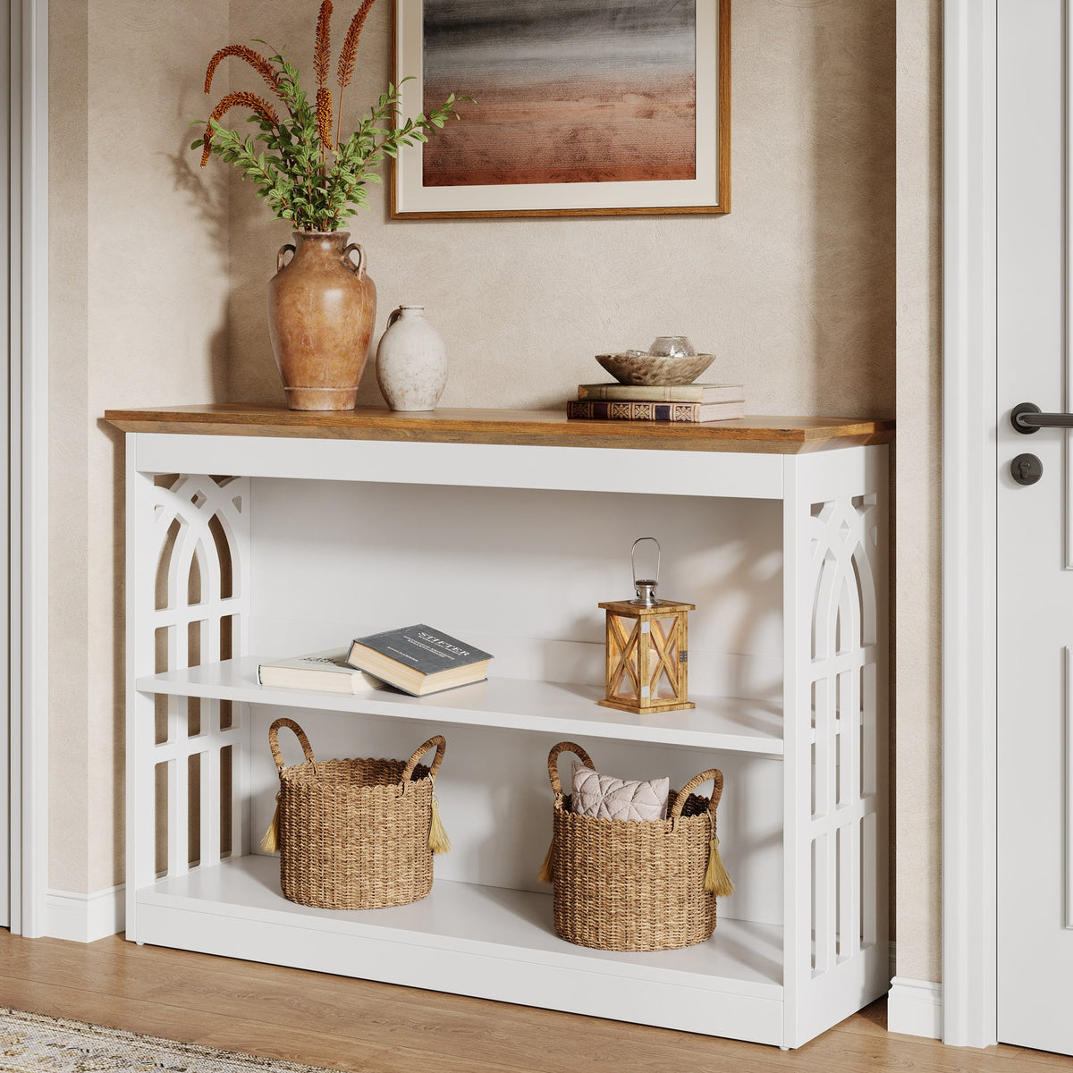 3-Tier Console Table, 41.34" Modern Entryway Sofa Table Behind the Couch