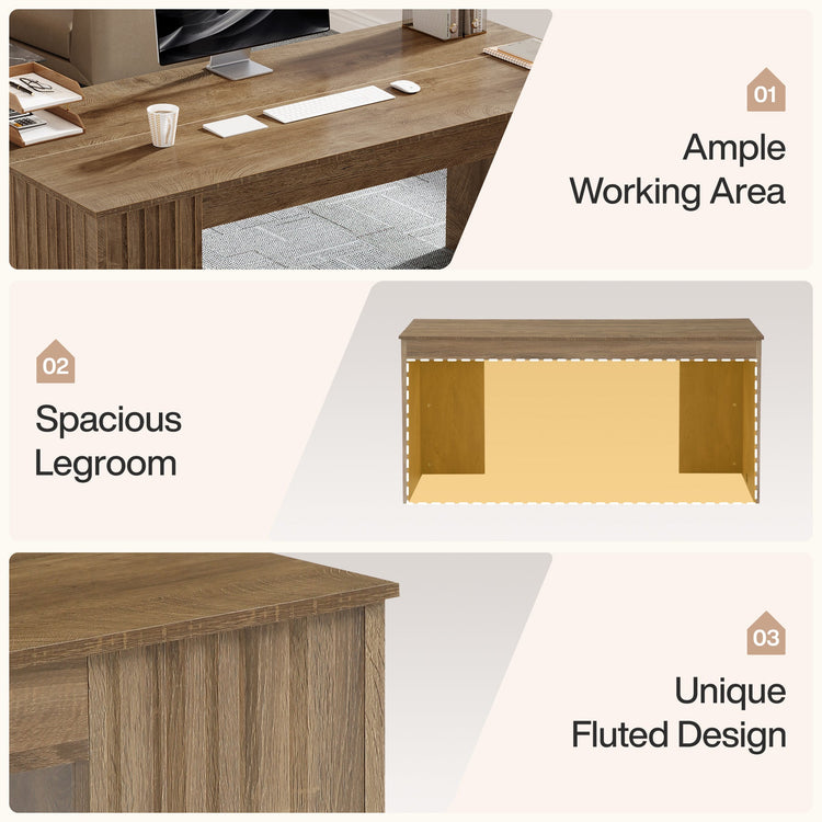 63" Executive Desk, Modern Office Computer Desk Study Table