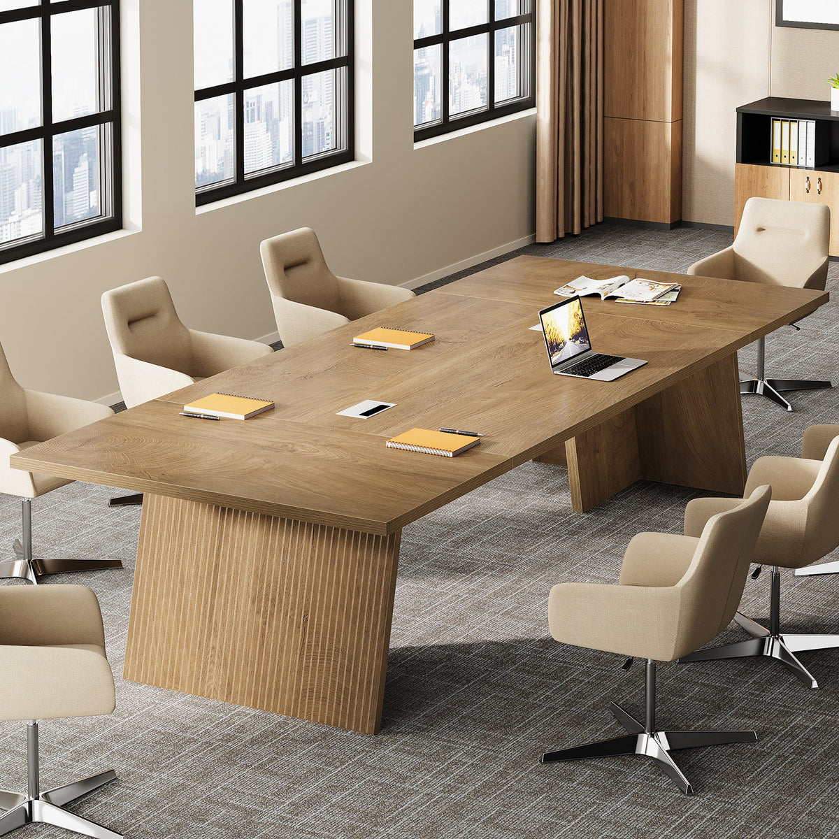 94.5" Conference Table, 8FT Meeting Desk with Cable Grommet for 10 People