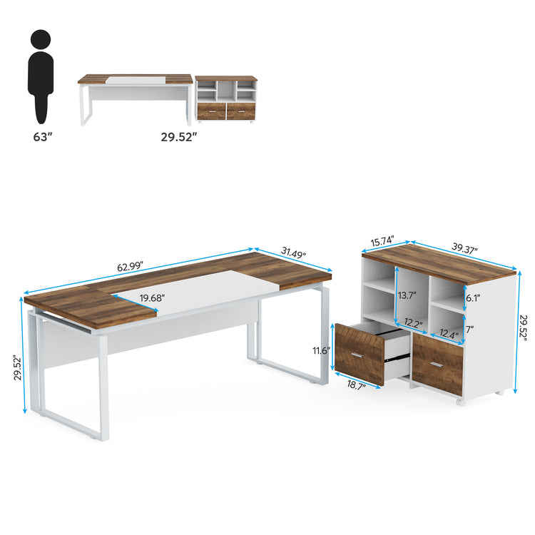 Desk with Mobile File Cabinet