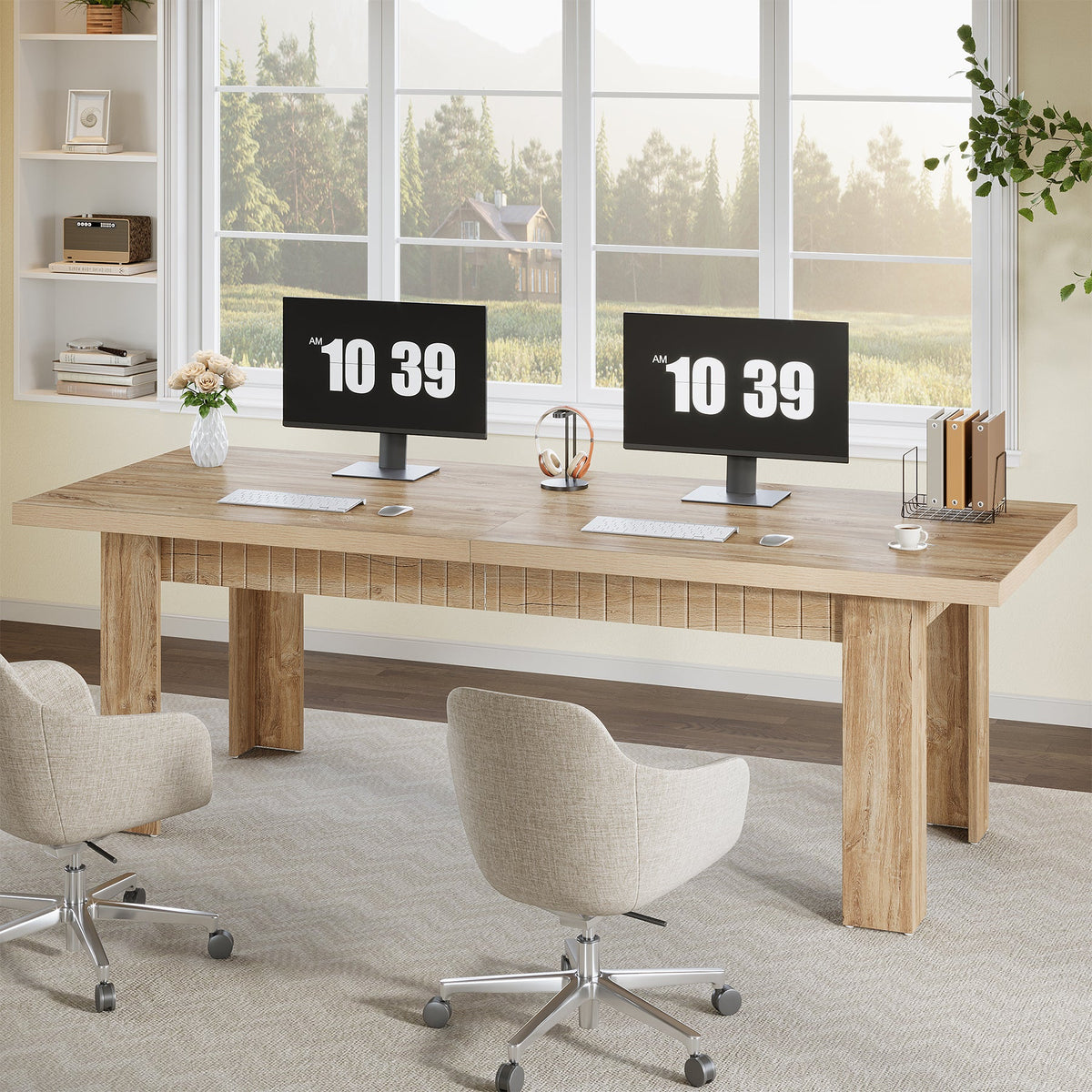 79" Two Person Desk, Large Double Computer Desk for Home Office