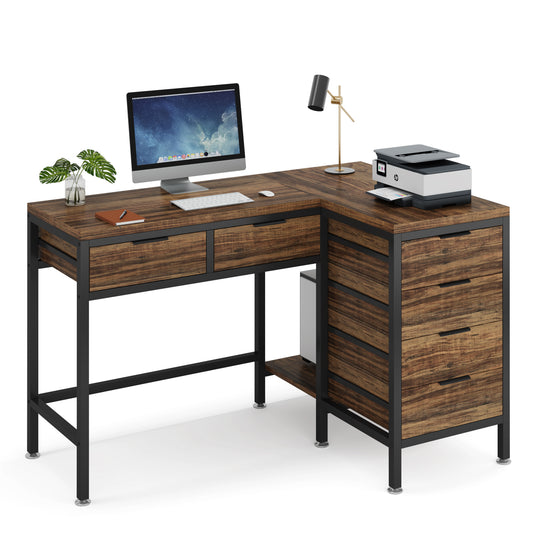 L-Shaped Desk with Drawers