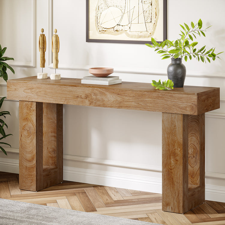 63-Inch Console Table, Farmhouse Wooden Sofa Table Entryway Table