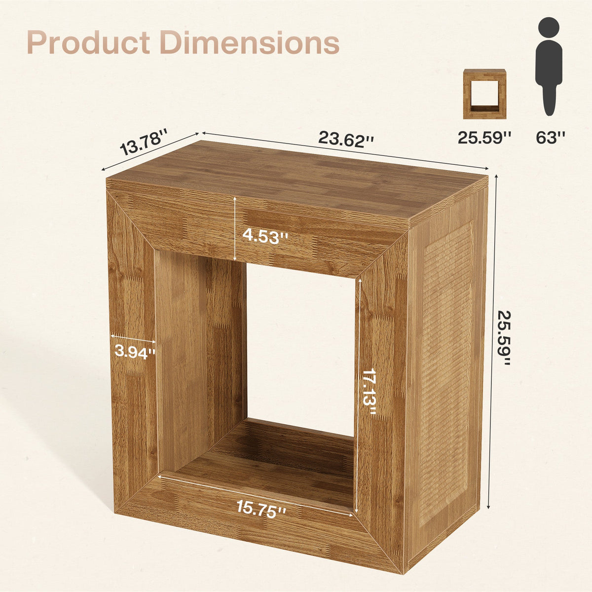 2-Tier End Table, Square Side Table Narrow Nightstand with Storage Shelf