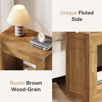 2-Tier End Table, Square Side Table Narrow Nightstand with Storage Shelf