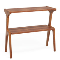 2 - Tier End Table, Slim Sofa Side Table with Storage Shelf Tribesigns