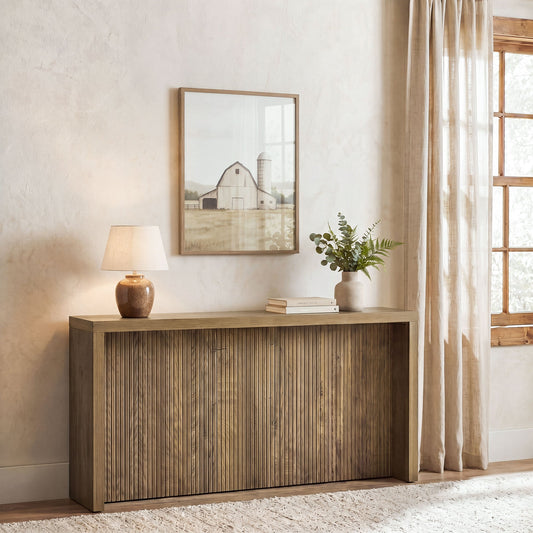 63" Farmhouse Console Table, Wooden Entry Table with Fluted Design for Hallway