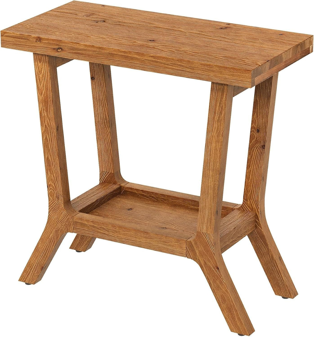 23.62" Solid Wood End Table, Small 2-tier Side Table with Storage for Living Room