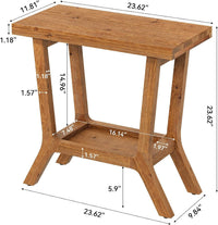 23.62" Solid Wood End Table, Small 2-tier Side Table with Storage for Living Room