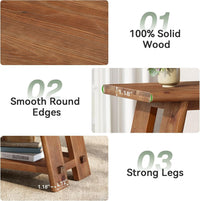 23.62" Solid Wood Side Table, Narrow End Table with 2-Tier Storage for Living Room and Bedroom