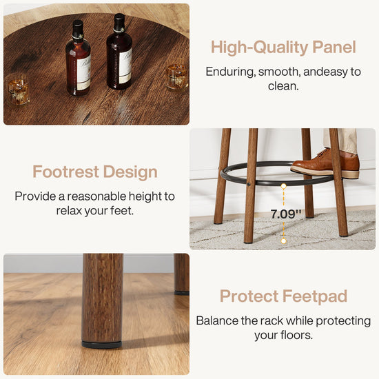 23.6" Bar Table Set, 3 Pieces Round Pub Table Bar Height Table with 2 Stools