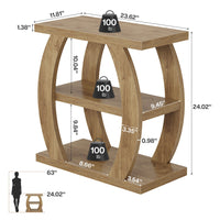 23.6" End Table, 3-Tier Farmhouse Side Table with  Geometric Frame