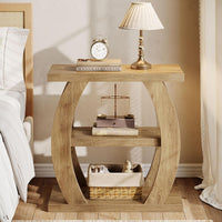 23.6" End Table, 3-Tier Farmhouse Side Table with  Geometric Frame
