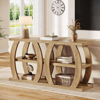 23.6" End Table, 3-Tier Farmhouse Side Table with  Geometric Frame